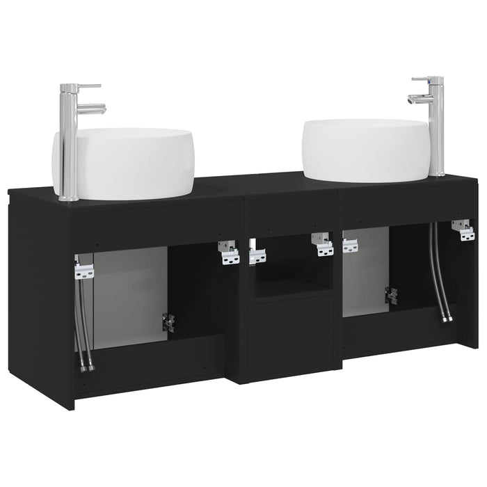 Set dulap baie 3 buc. Negru 49,5 x 44,5 x 66 cm Lemn prelucrat WALTI