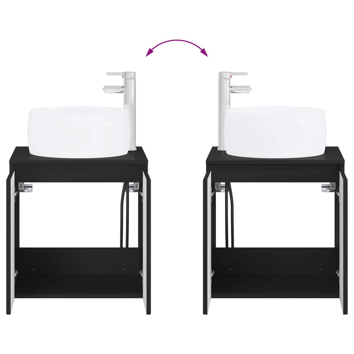 Set dulap baie 3 buc. Negru 49,5 x 44,5 x 66 cm Lemn prelucrat WALTI