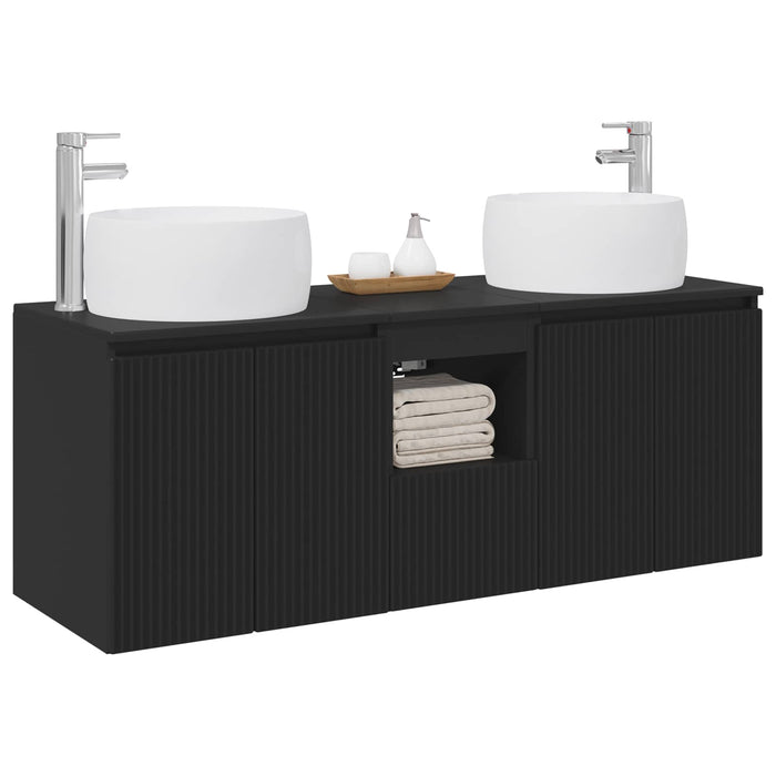 Set dulap baie 3 buc. Negru 49,5 x 44,5 x 66 cm Lemn prelucrat WALTI