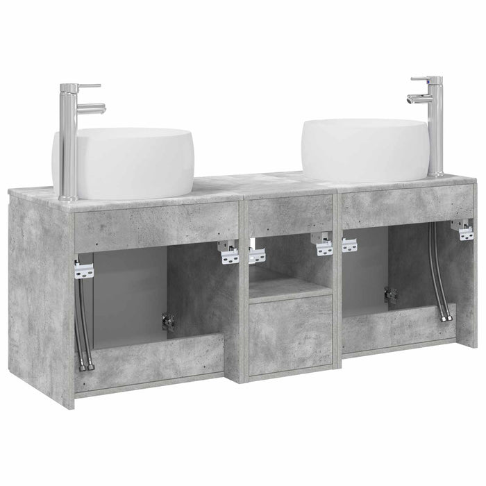 Set dulap baie 3 buc. Gri Beton 49,5 x 44,5 x 66 cm WALTI