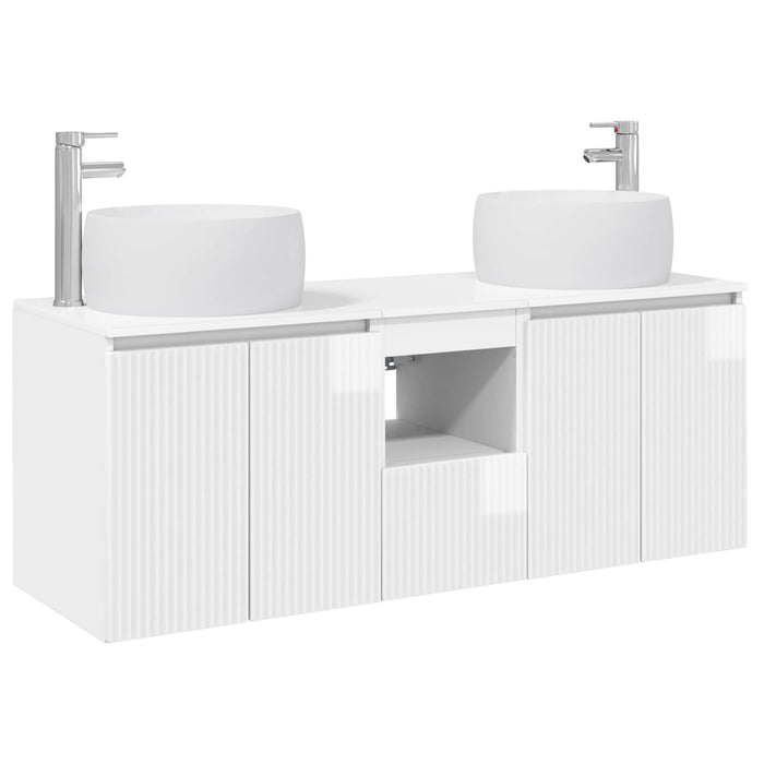 Set dulap baie 3 buc. Alb foarte lucios 49,5 x 44,5 x 66 cm WALTI