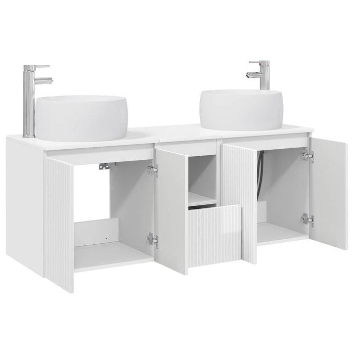 Set dulap baie 3 buc. Alb foarte lucios 49,5 x 44,5 x 66 cm WALTI