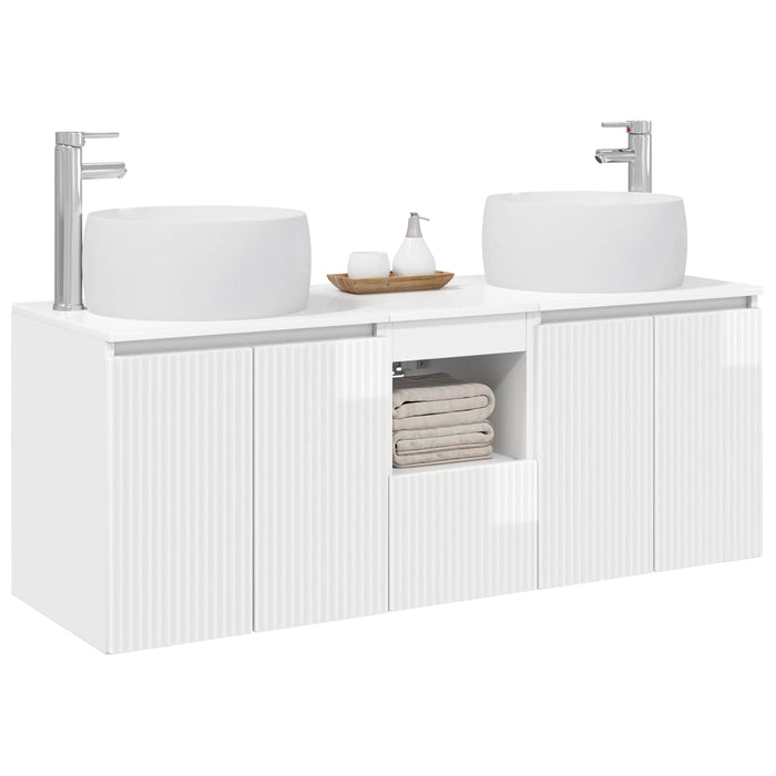 Set dulap baie 3 buc. Alb foarte lucios 49,5 x 44,5 x 66 cm WALTI