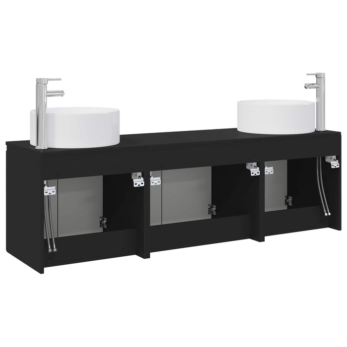 Set dulap baie 3 buc. Negru 49,5 x 44,5 x 65,5 cm WALTI