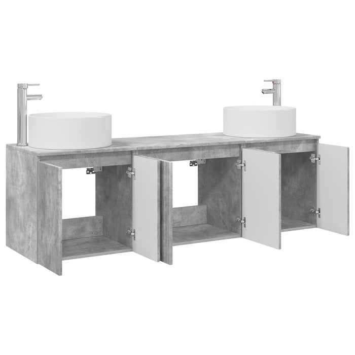 Set dulap baie 3 buc. Gri Beton 49,5 x 44,5 x 65,5 cm WALTI