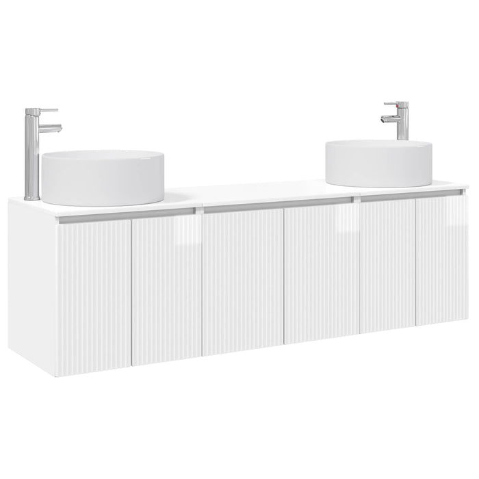 Set dulap baie 3 buc. Alb foarte lucios 49,5 x 44,5 x 65,5 cm WALTI