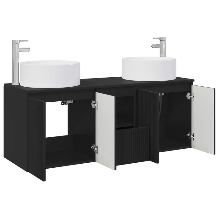 Set dulap baie 3 buc. Negru 49,5 x 44,5 x 65,5 cm WALTI