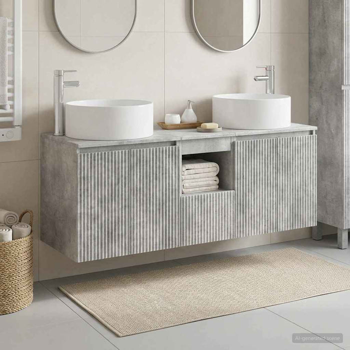 Set dulap baie 3 buc. Gri Beton 49,5 x 44,5 x 65,5 cm WALTI