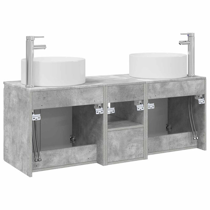 Set dulap baie 3 buc. Gri Beton 49,5 x 44,5 x 65,5 cm WALTI