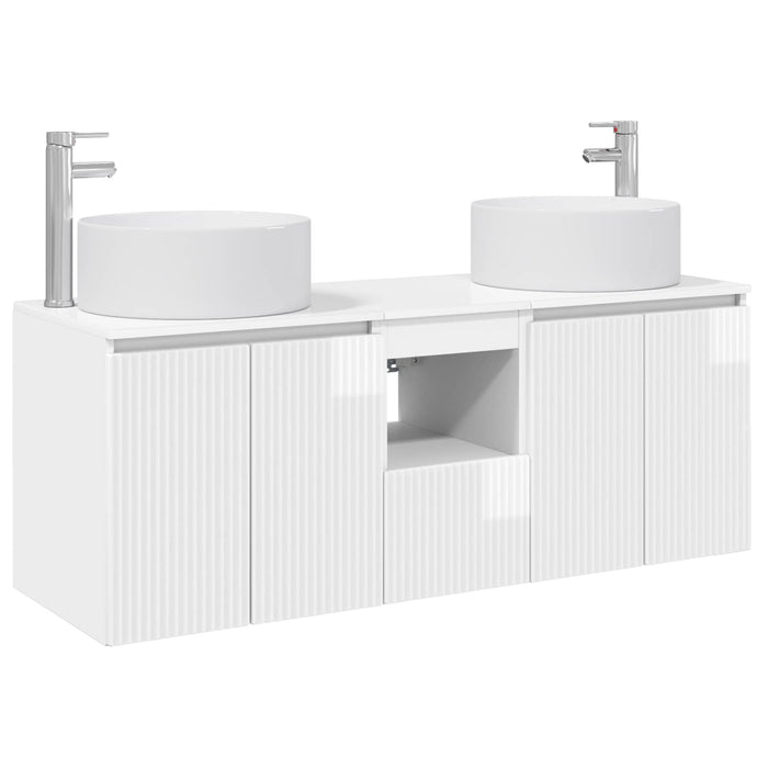 Set dulap baie 3 buc. Alb foarte lucios 49,5 x 44,5 x 65,5 cm WALTI