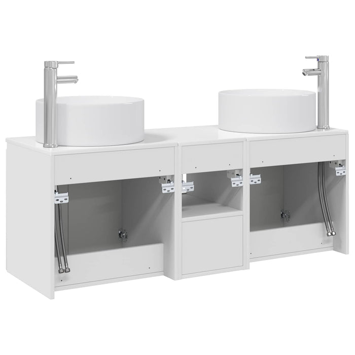 Set dulap baie 3 buc. Alb foarte lucios 49,5 x 44,5 x 65,5 cm WALTI