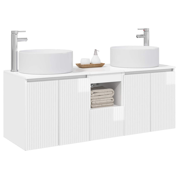 Set dulap baie 3 buc. Alb foarte lucios 49,5 x 44,5 x 65,5 cm WALTI