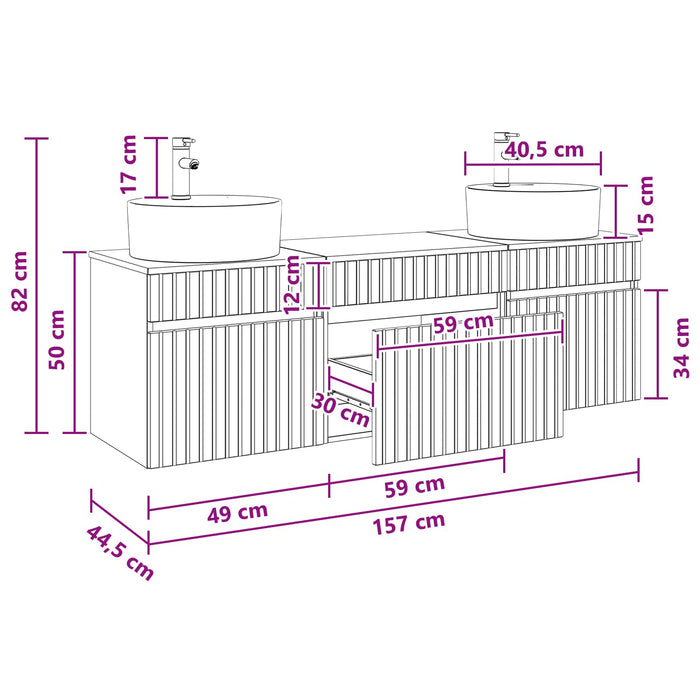 Set dulap baie 3 buc. Alb 49 x 44,5 x 65 cm Lemn prelucrat WALTI