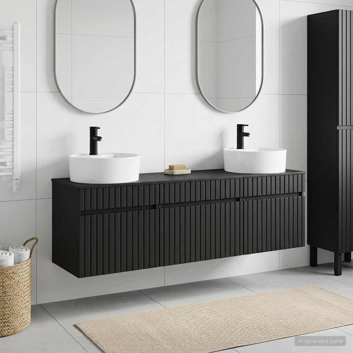 Set dulap baie 3 buc. Negru 49 x 44,5 x 65 cm Lemn prelucrat WALTI