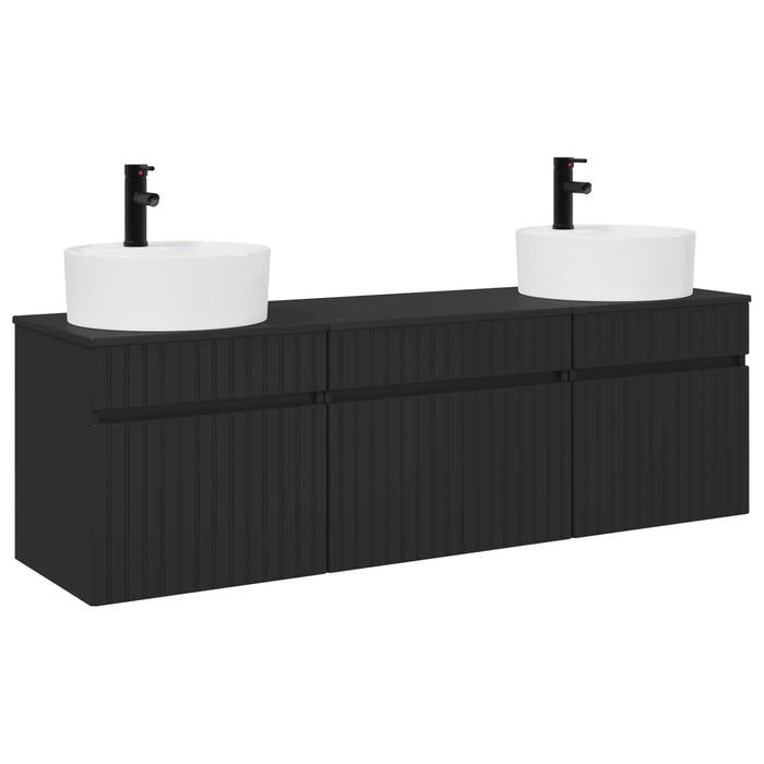 Set dulap baie 3 buc. Negru 49 x 44,5 x 65 cm Lemn prelucrat WALTI