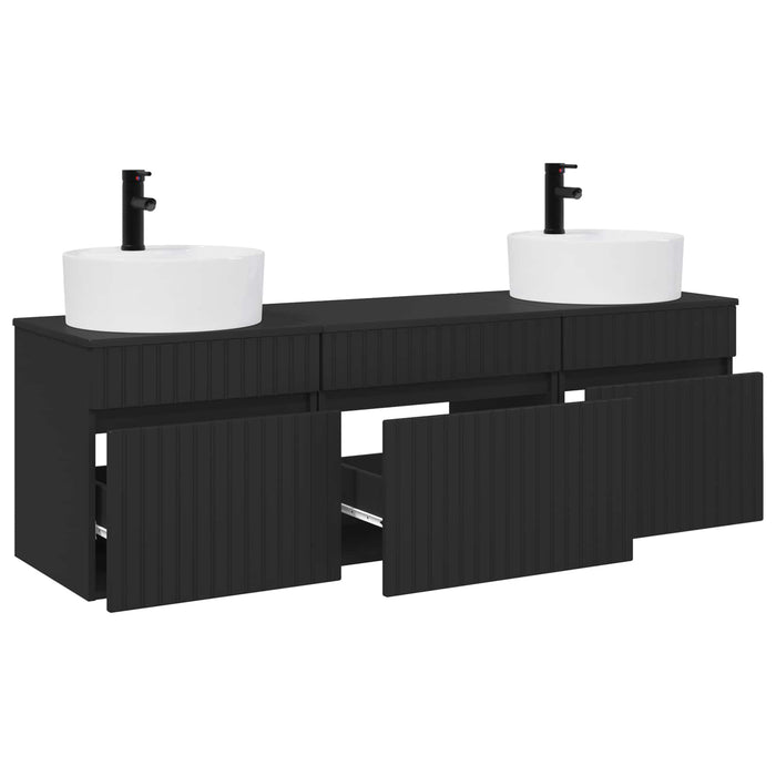 Set dulap baie 3 buc. Negru 49 x 44,5 x 65 cm Lemn prelucrat WALTI