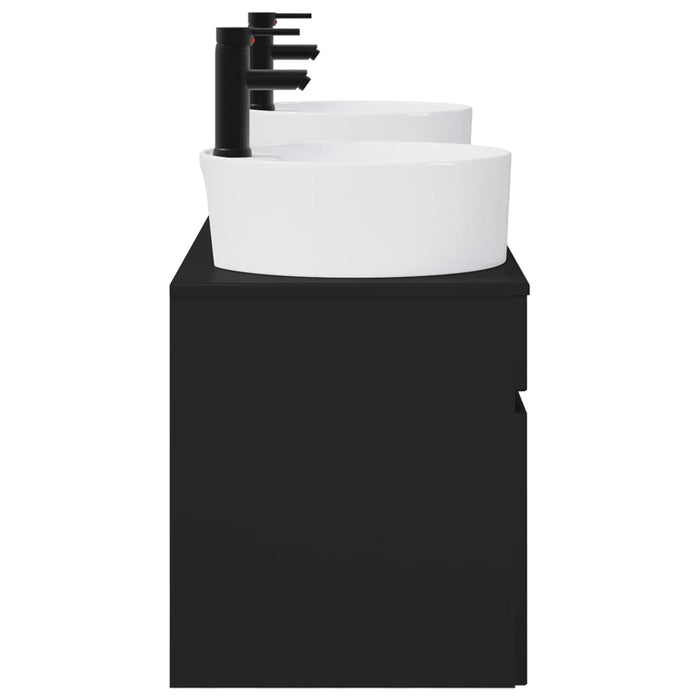 Set dulap baie 3 buc. Negru 49 x 44,5 x 65 cm Lemn prelucrat WALTI