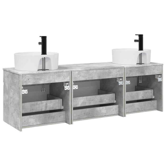 Set dulap baie 3 buc. Gri Beton 49 x 44,5 x 65 cm WALTI