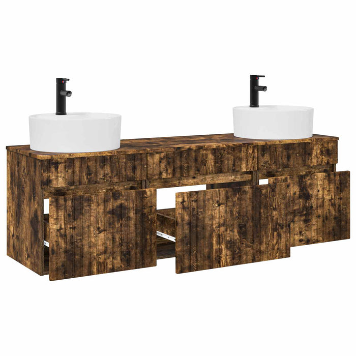 Set dulap baie 3 buc. Stejar fumuriu 49 x 44,5 x 65 cm WALTI