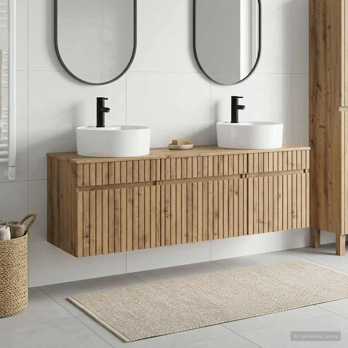 Set dulap baie 3 buc. Stejar Artizanal 49 x 44,5 x 65 cm WALTI