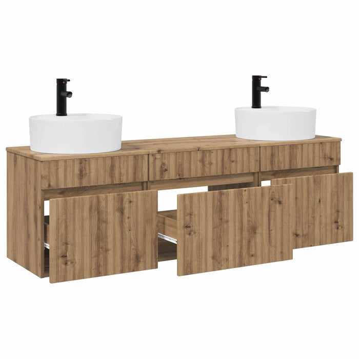 Set dulap baie 3 buc. Stejar Artizanal 49 x 44,5 x 65 cm WALTI