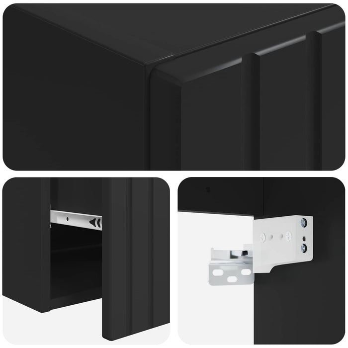 Set dulap baie 3 buc. Negru 49 x 44,5 x 66,5 cm Lemn prelucrat WALTI