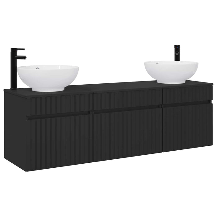 Set dulap baie 3 buc. Negru 49 x 44,5 x 66,5 cm Lemn prelucrat WALTI