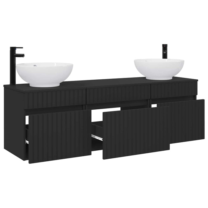 Set dulap baie 3 buc. Negru 49 x 44,5 x 66,5 cm Lemn prelucrat WALTI