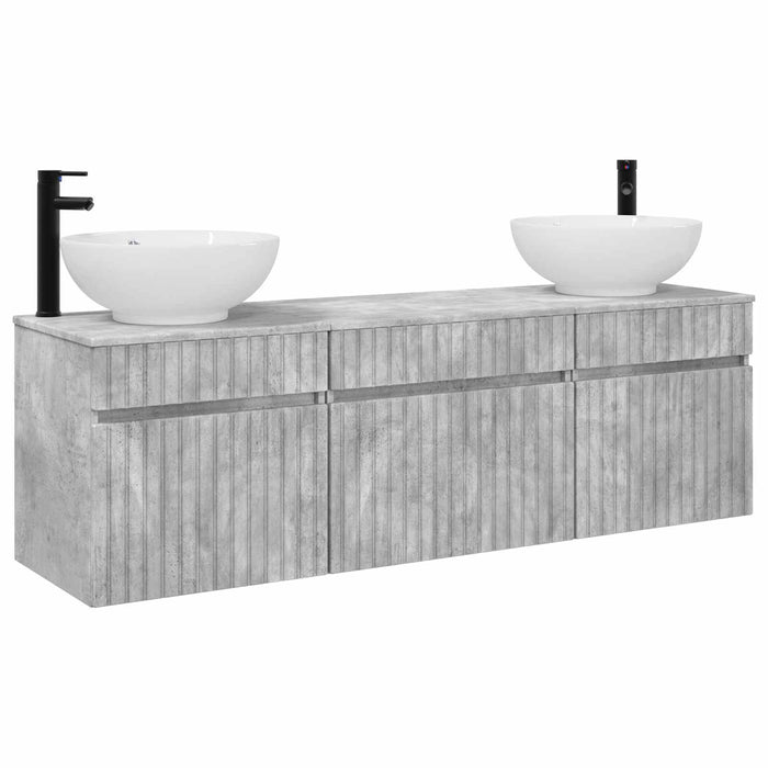 Set dulap baie 3 buc. Gri Beton 49 x 44,5 x 66,5 cm WALTI