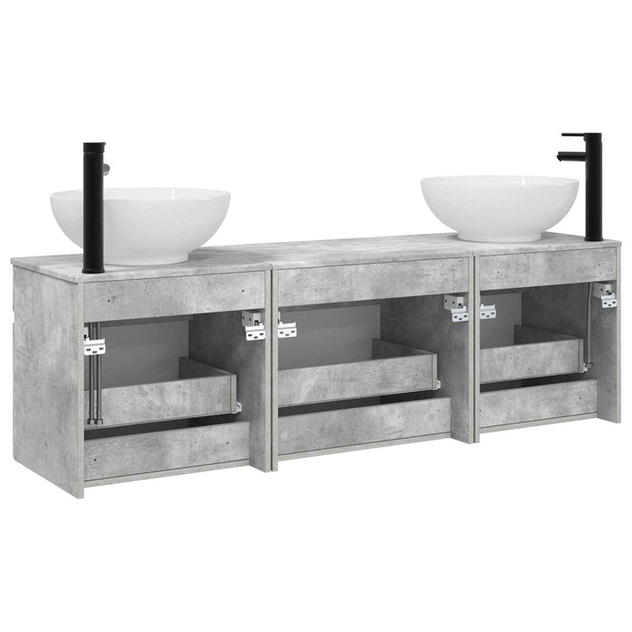 Set dulap baie 3 buc. Gri Beton 49 x 44,5 x 66,5 cm WALTI