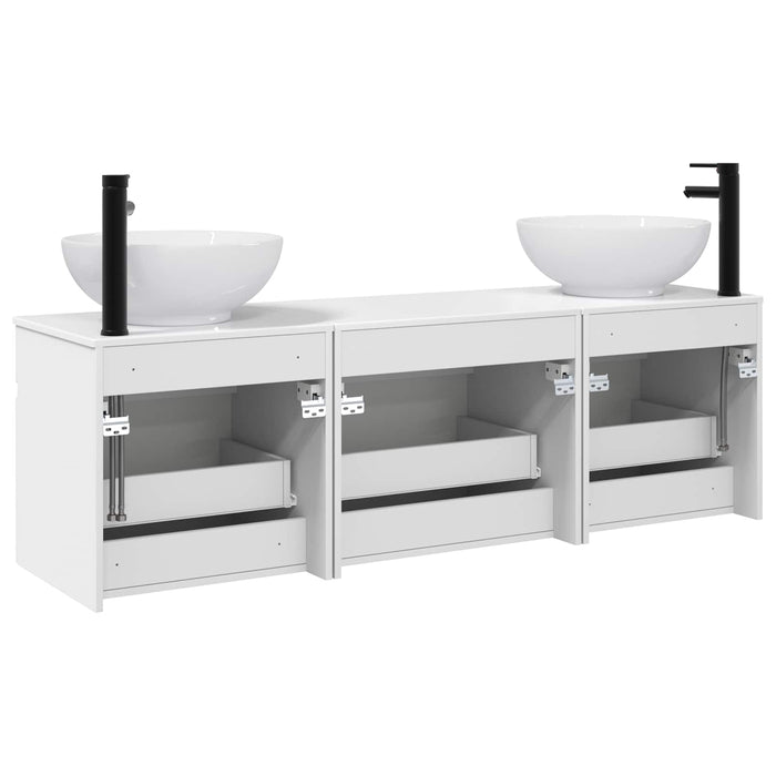 Set dulap baie 3 buc. Alb foarte lucios 49 x 44,5 x 66,5 cm WALTI