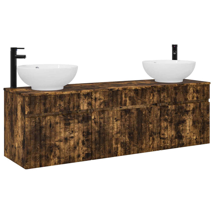 Set dulap baie 3 buc. Stejar fumuriu 49 x 44,5 x 66,5 cm WALTI