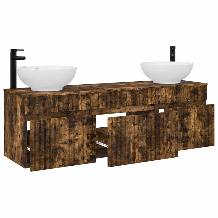 Set dulap baie 3 buc. Stejar fumuriu 49 x 44,5 x 66,5 cm WALTI