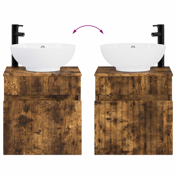 Set dulap baie 3 buc. Stejar fumuriu 49 x 44,5 x 66,5 cm WALTI