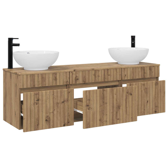 Set dulap baie 3 buc. Stejar Artizanal 49 x 44,5 x 66,5 cm WALTI