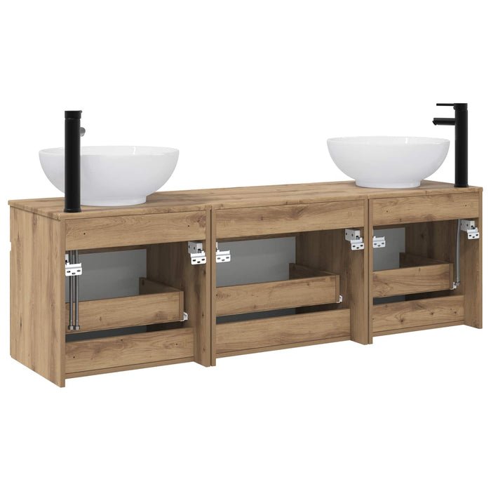 Set dulap baie 3 buc. Stejar Artizanal 49 x 44,5 x 66,5 cm WALTI
