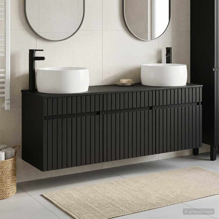 Set dulap baie 3 buc. Negru 49 x 44,5 x 66 cm Lemn prelucrat WALTI