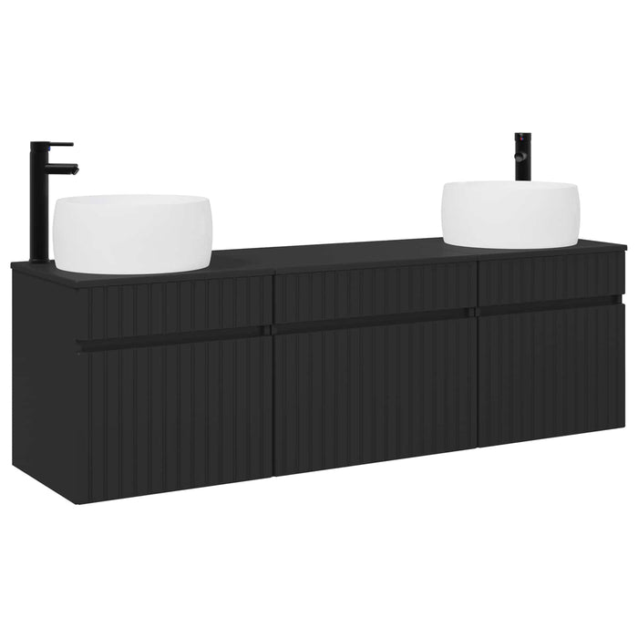 Set dulap baie 3 buc. Negru 49 x 44,5 x 66 cm Lemn prelucrat WALTI