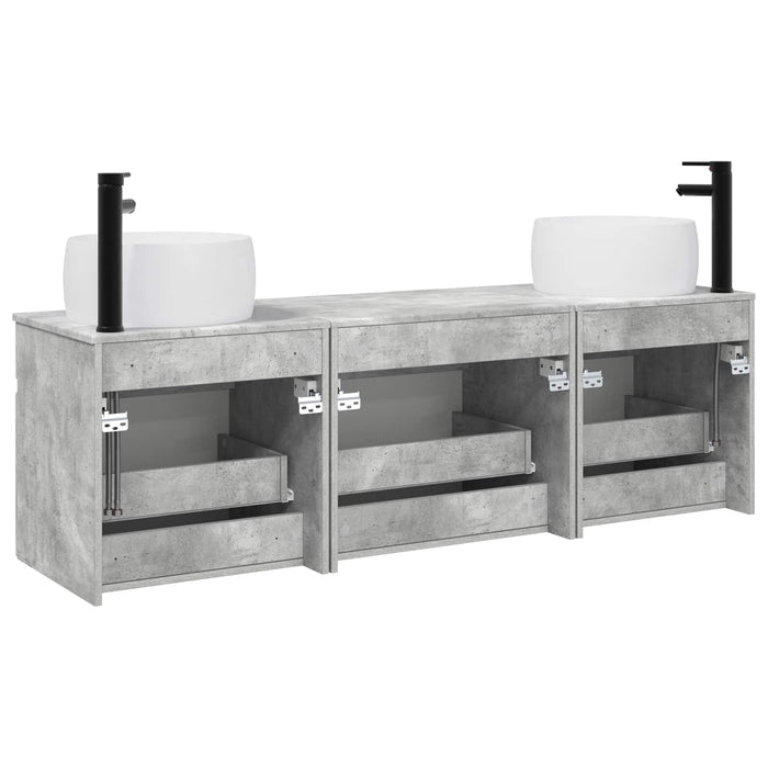 Set dulap baie 3 buc. Gri Beton 49 x 44,5 x 66 cm WALTI