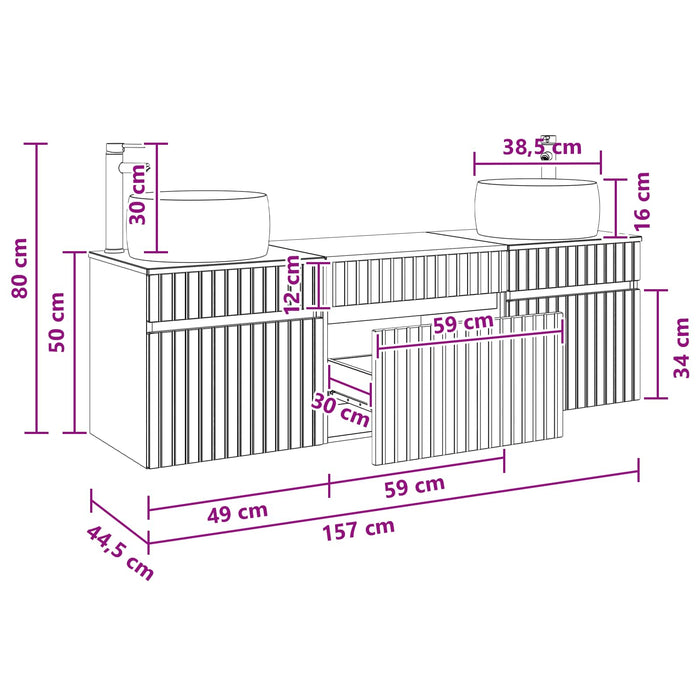 Set dulap baie 3 buc. Gri Beton 49 x 44,5 x 66 cm WALTI