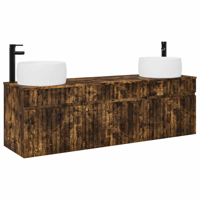 Set dulap baie 3 buc. Stejar fumuriu 49 x 44,5 x 66 cm WALTI