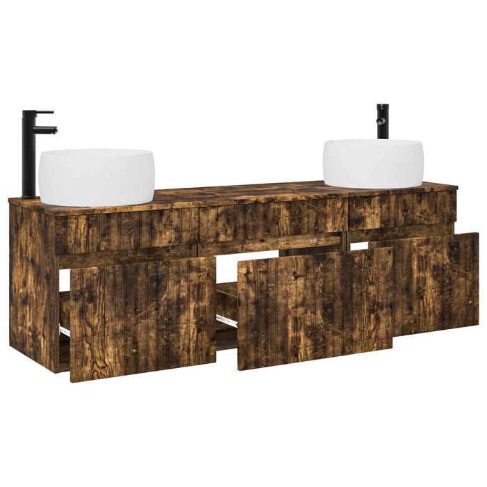 Set dulap baie 3 buc. Stejar fumuriu 49 x 44,5 x 66 cm WALTI