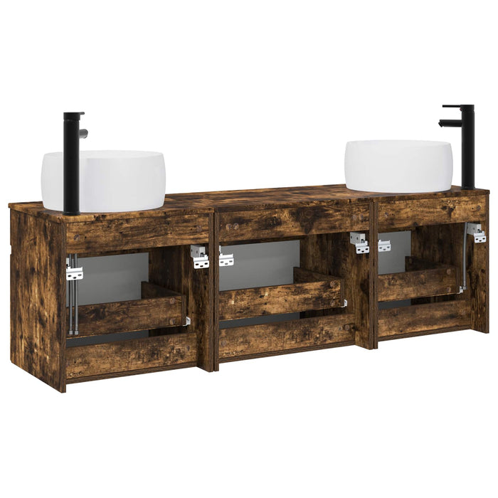 Set dulap baie 3 buc. Stejar fumuriu 49 x 44,5 x 66 cm WALTI
