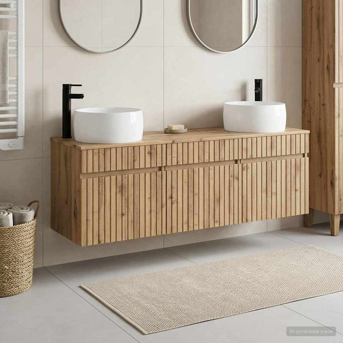 Set dulap baie 3 buc. Stejar Artizanal 49 x 44,5 x 66 cm WALTI