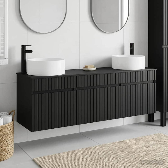 Set dulap baie 3 buc. Negru 49 x 44,5 x 65,5 cm Lemn prelucrat WALTI