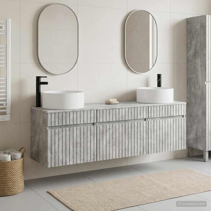 Set dulap baie 3 buc. Gri Beton 49 x 44,5 x 65,5 cm WALTI