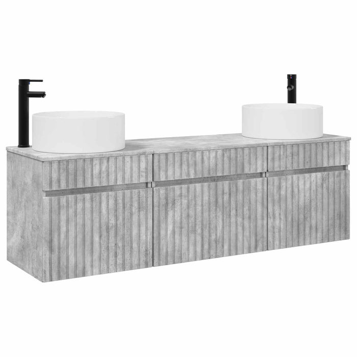 Set dulap baie 3 buc. Gri Beton 49 x 44,5 x 65,5 cm WALTI