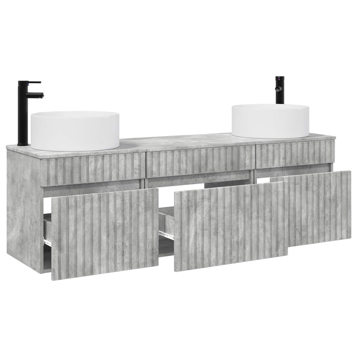 Set dulap baie 3 buc. Gri Beton 49 x 44,5 x 65,5 cm WALTI