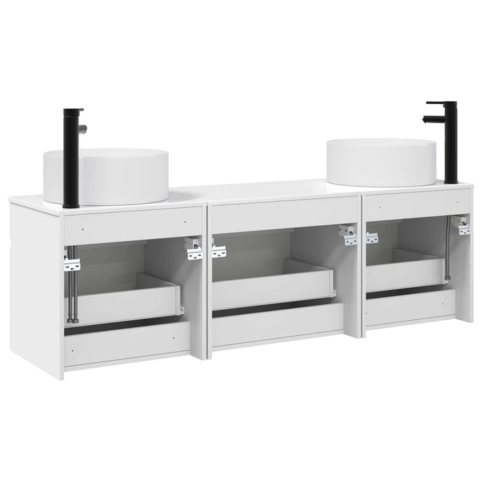 Set dulap baie 3 buc. Alb foarte lucios 49 x 44,5 x 65,5 cm WALTI