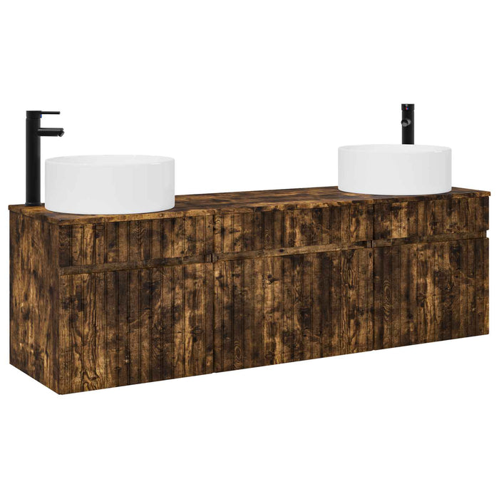 Set dulap baie 3 buc. Stejar fumuriu 49 x 44,5 x 65,5 cm WALTI
